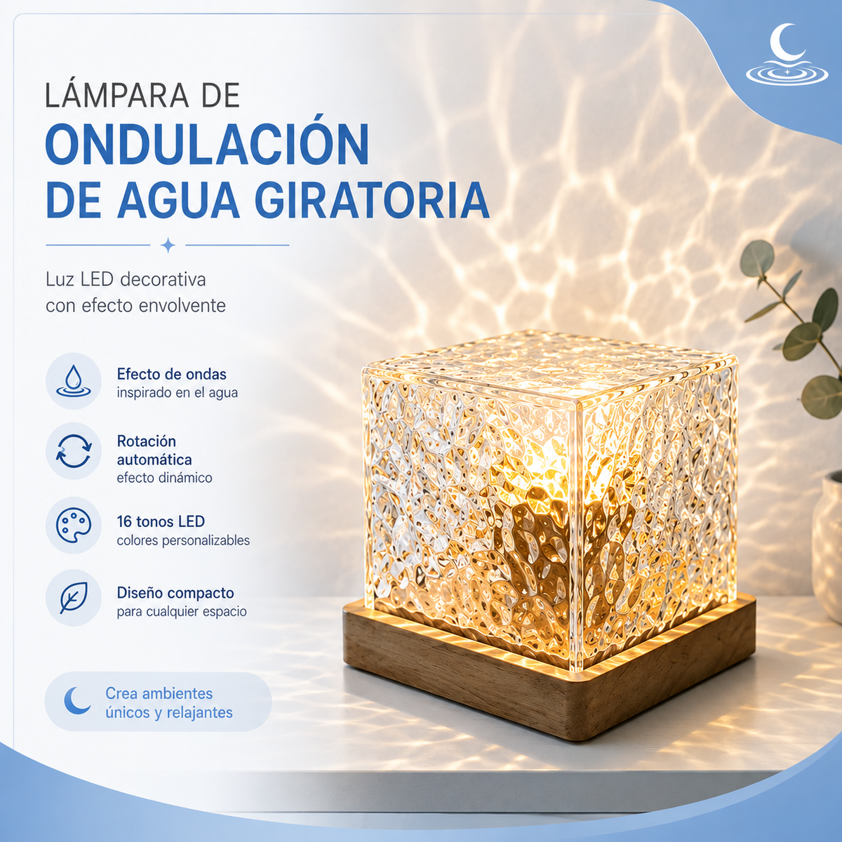 Lámpara de ondulación de agua giratoria